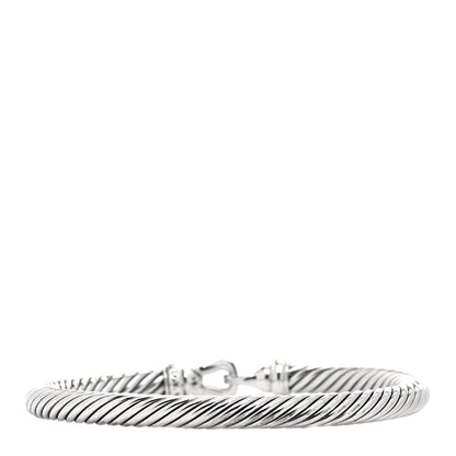 David Yurman Sterling Silver Diamond 5mm Cable Buckle Bracelet 3 of 5