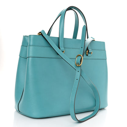 Gucci Textured Calfskin Medium Bright Bit Tote Blue 3 of 9