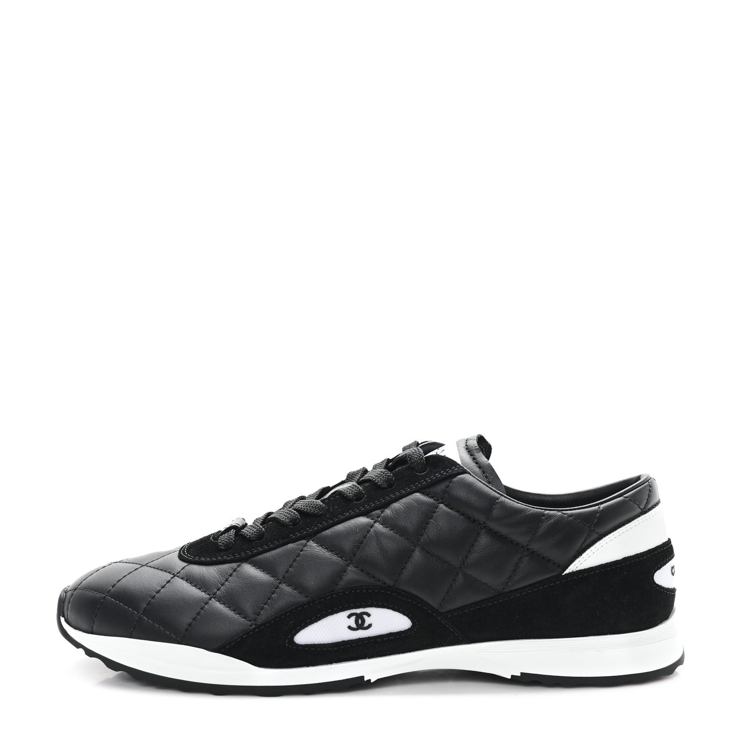 Suede Calfskin Quilted Sneakers 39.5 Black