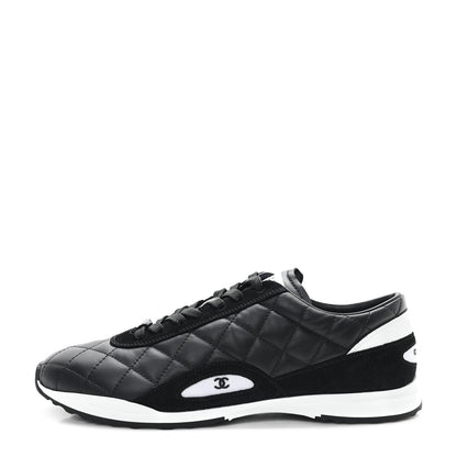 Chanel Suede Calfskin Quilted Sneakers 39.5 Black 1 of 10