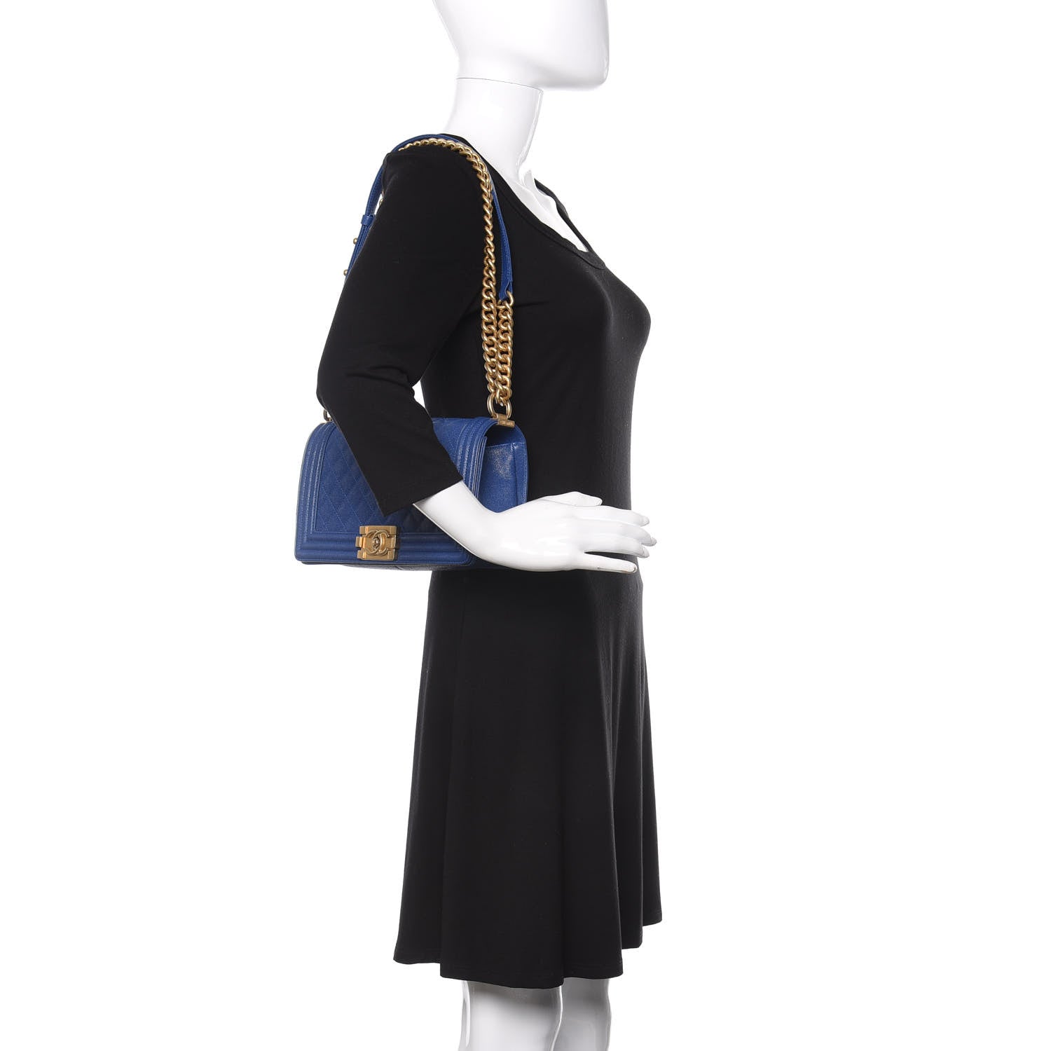 Chanel Caviar Quilted Medium Boy Flap Blue 3 of 14