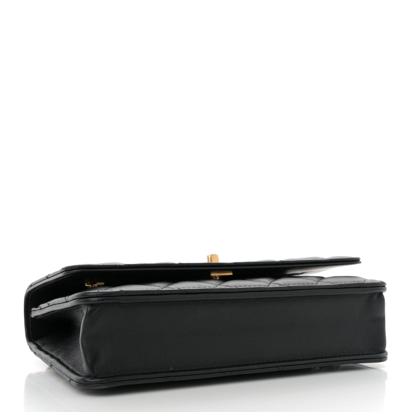 Lambskin Quilted Sweet Camellia Wallet On Chain WOC Black