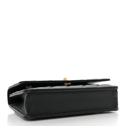 Chanel Lambskin Quilted Sweet Camellia Wallet On Chain WOC Black 4 of 11