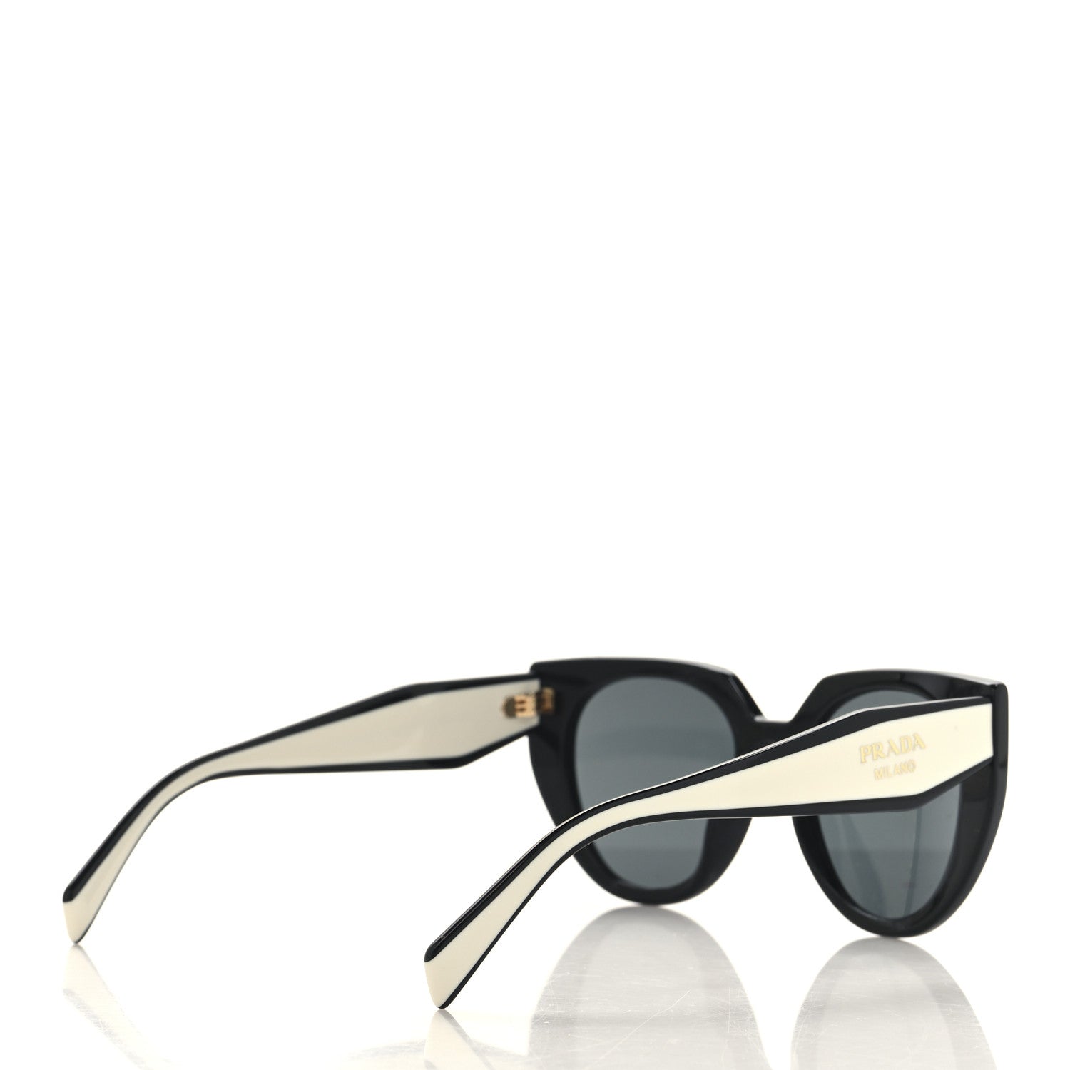 Prada Acetate Square Sunglasses SPR 14W Black White 4 of 7