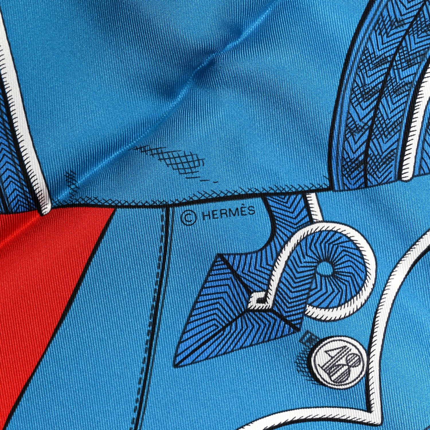 Hermes Silk Zouaves Et Dragons Scarf 90 Orange Bleu Gitane 2 of 3