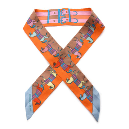 Hermes Silk Rocabar Twilly Orange Bleu Ciel 1 of 9