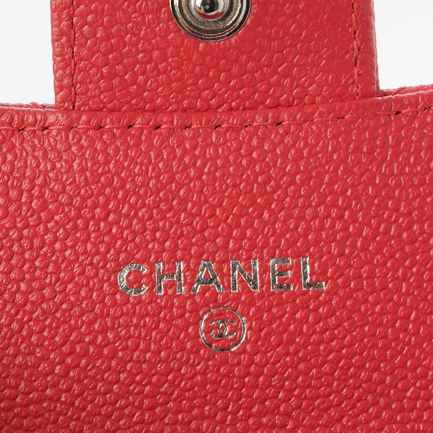 Chanel Caviar Chevron Quilted Card Holder Wallet Light Red 6 of 8