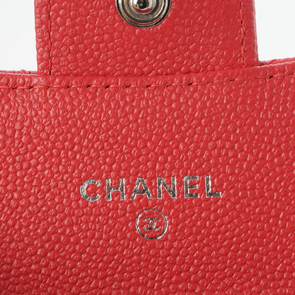 Chanel Caviar Chevron Quilted Card Holder Wallet Light Red 6 of 8