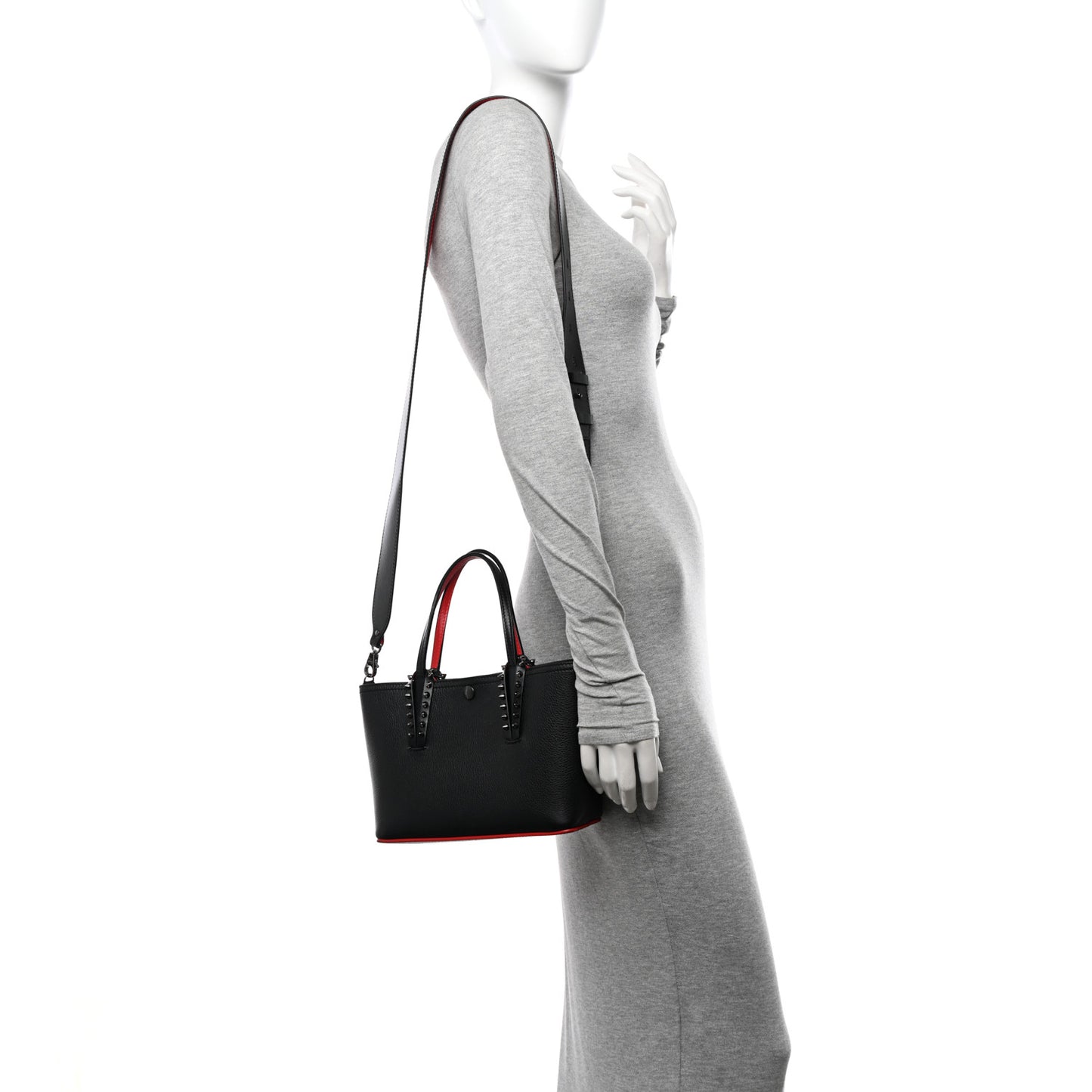 Calfskin Spikes Mini East West Cabata Tote Black