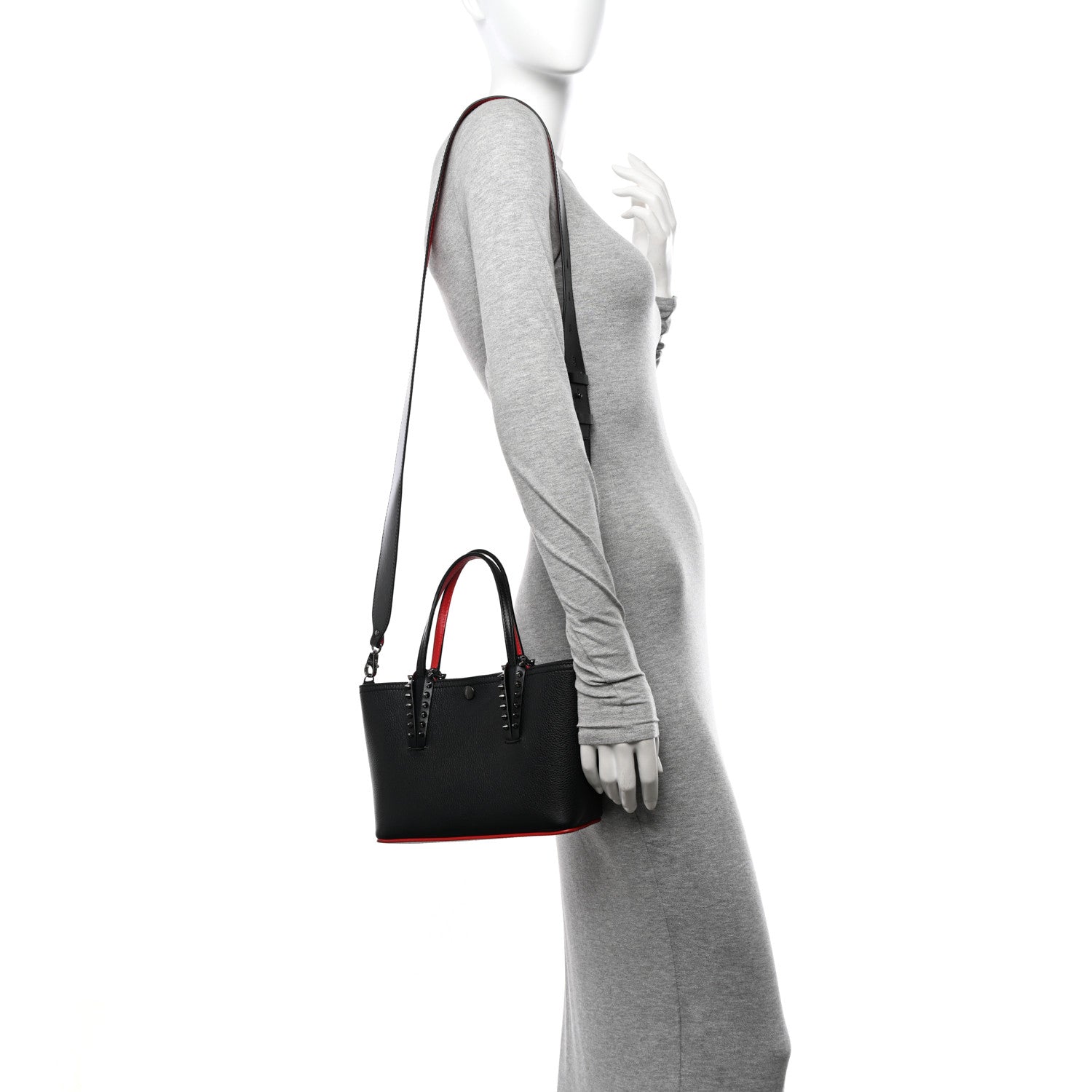 Christian Louboutin Calfskin Spikes Mini East West Cabata Tote Black 2 of 13
