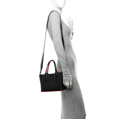 Christian Louboutin Calfskin Spikes Mini East West Cabata Tote Black 2 of 13