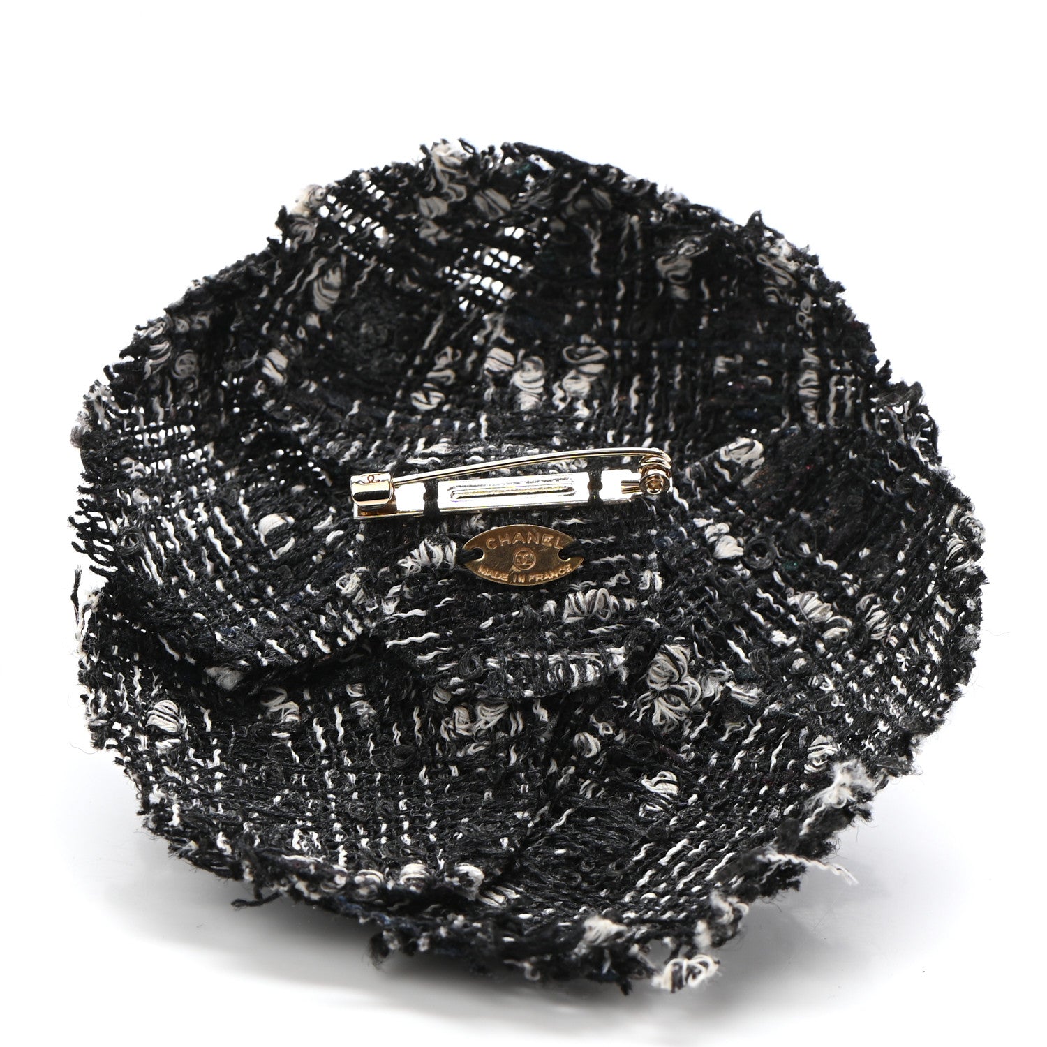 Chanel Tweed Pin Brooch Black White 3 of 6
