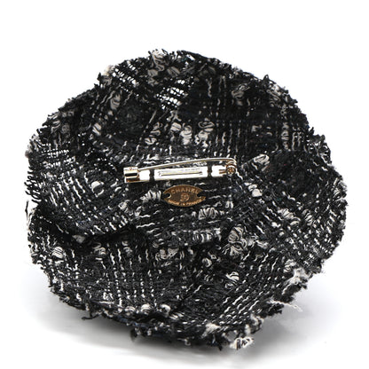 Chanel Tweed Pin Brooch Black White 3 of 6