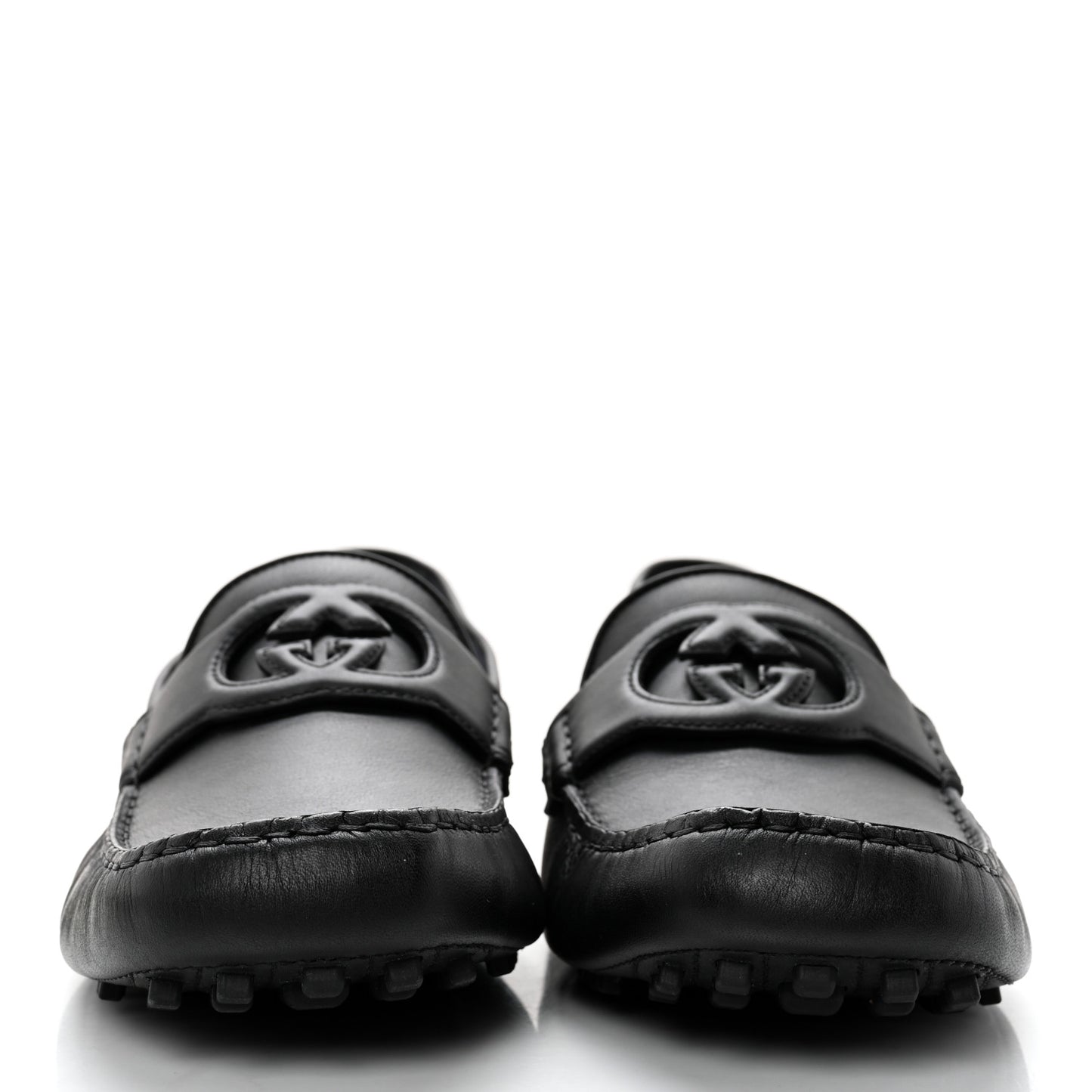 Soft Clove Calfskin Mens Interlocking G Driver Loafers 11 Black
