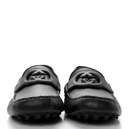Gucci Soft Clove Calfskin Mens Interlocking G Driver Loafers 11 Black 2 of 10