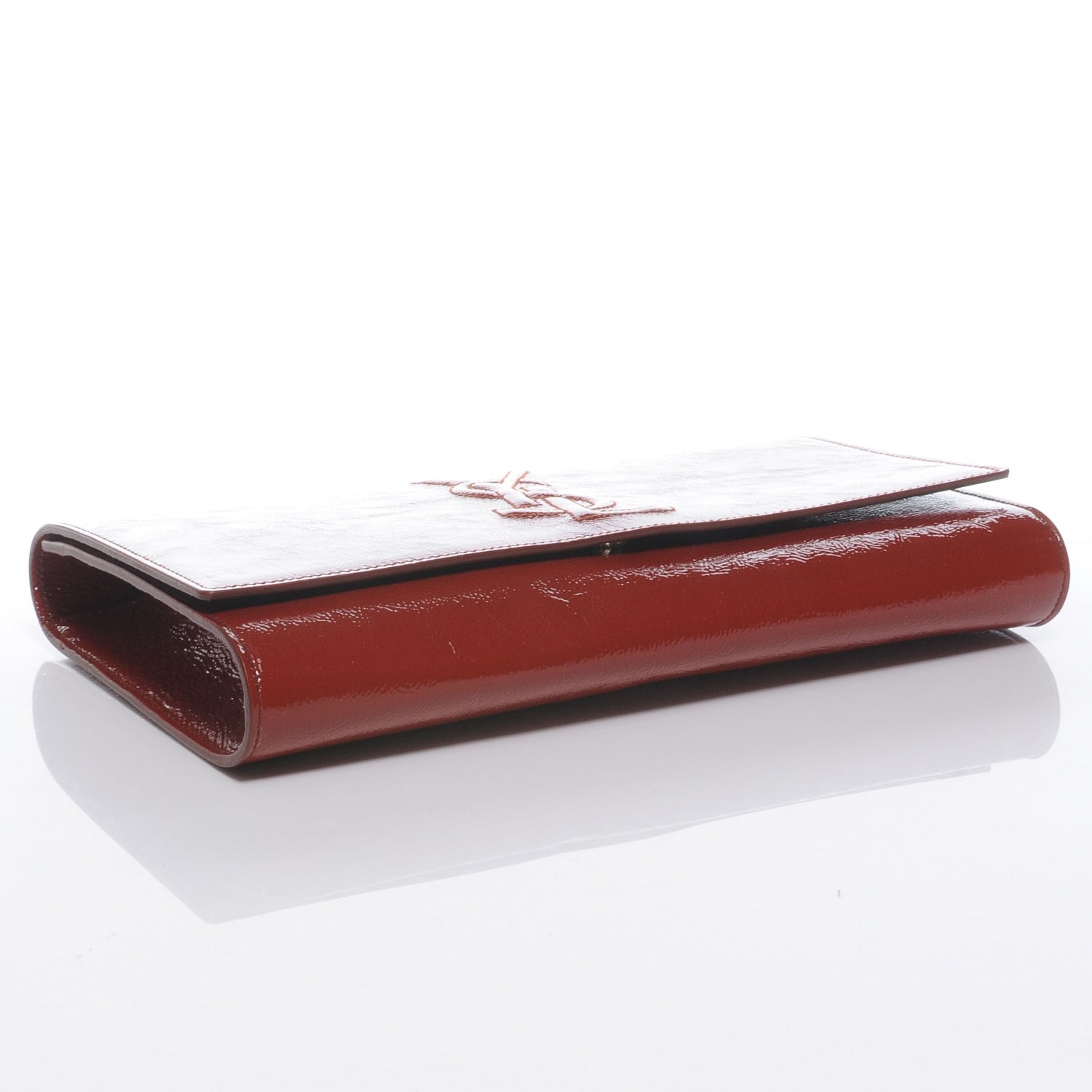 Saint Laurent Patent Belle de Jour Large Clutch Burnt Orange 4 of 7