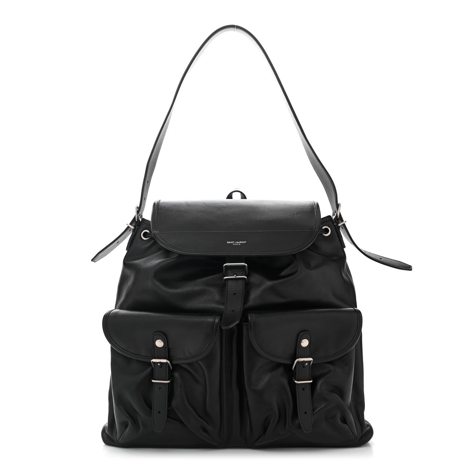 Saint Laurent Calfskin Shoulder Backpack Bag Black 1 of 10