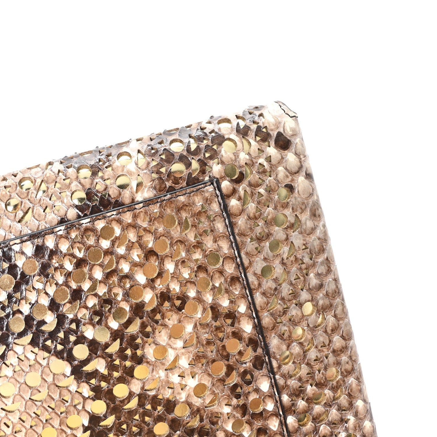 Alaia Snakeskin Laser Cut Envelope Clutch Beige Gold 8 of 8