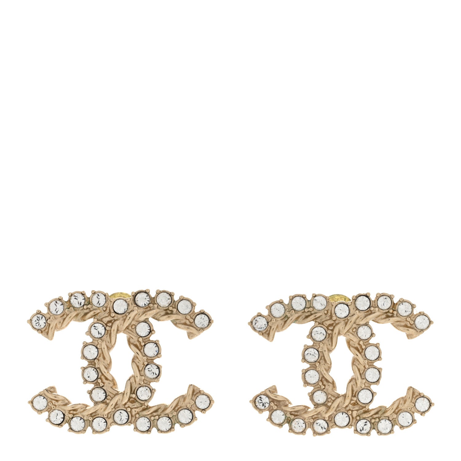 Chanel Strass Crystal Dazzling Wheat CC Earrings Gold 1 of 4