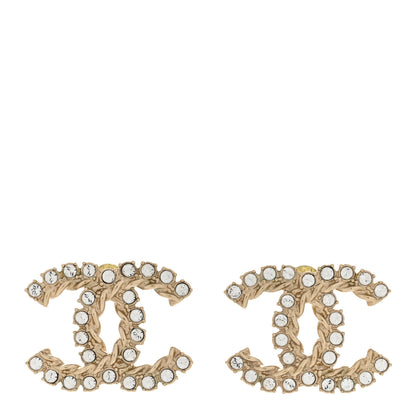 Chanel Strass Crystal Dazzling Wheat CC Earrings Gold 1 of 4