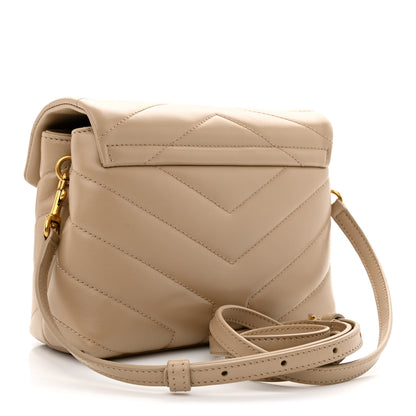 Saint Laurent Calfskin Y Quilted Monogram Toy Loulou Crossbody Bag Dark Beige 2 of 9