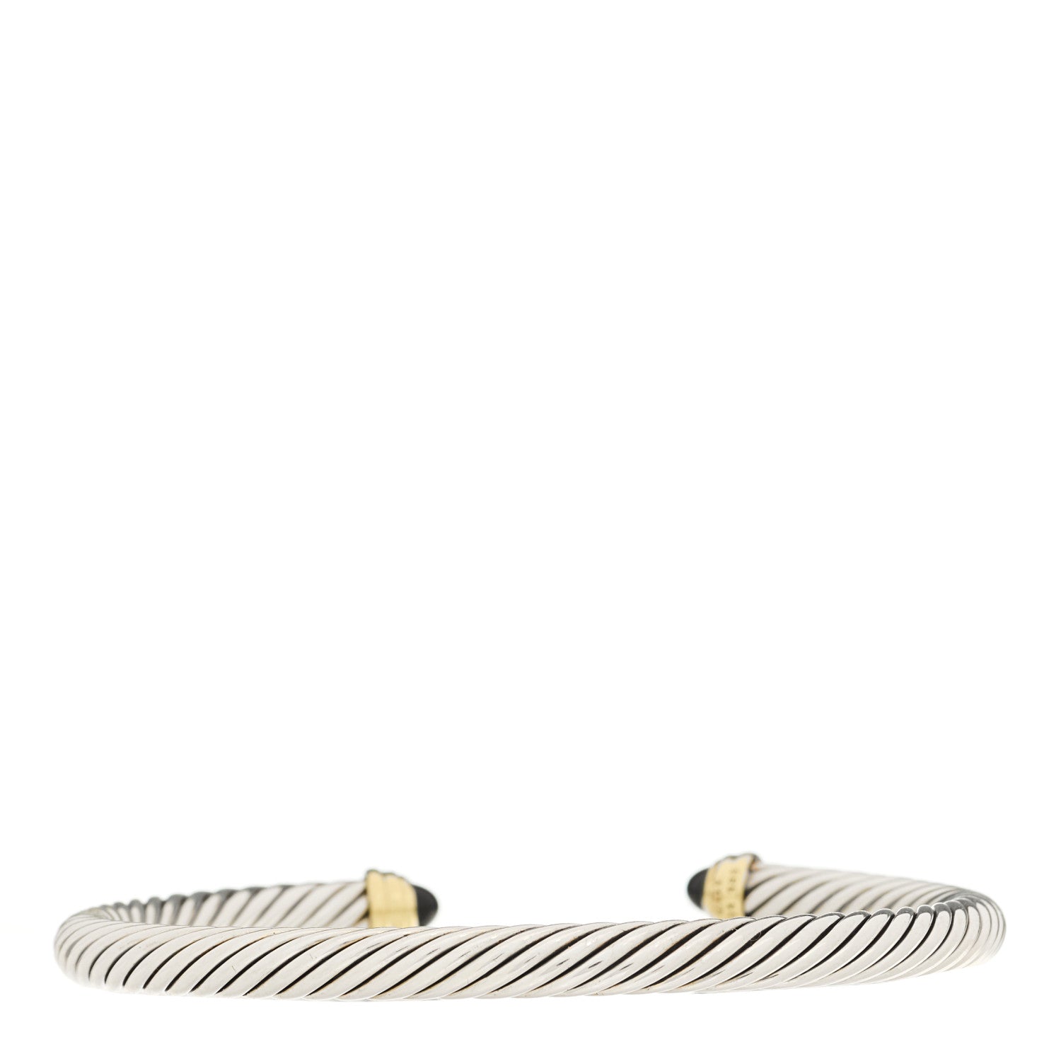 David Yurman Sterling Silver 14K Yellow Gold Black Onyx 5mm Cable Classics Bracelet 2 of 3