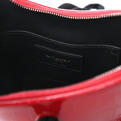 Saint Laurent Patent Crocodile Embossed Sac Coeur Heart Shaped Clutch Red 8 of 10