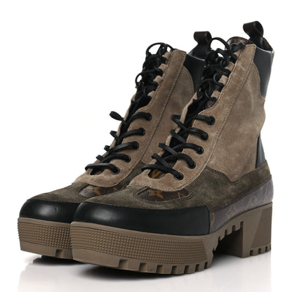 Louis Vuitton Suede Calfskin Monogram Laureate Platform Desert Boots 40.5 Taupe 3 of 8
