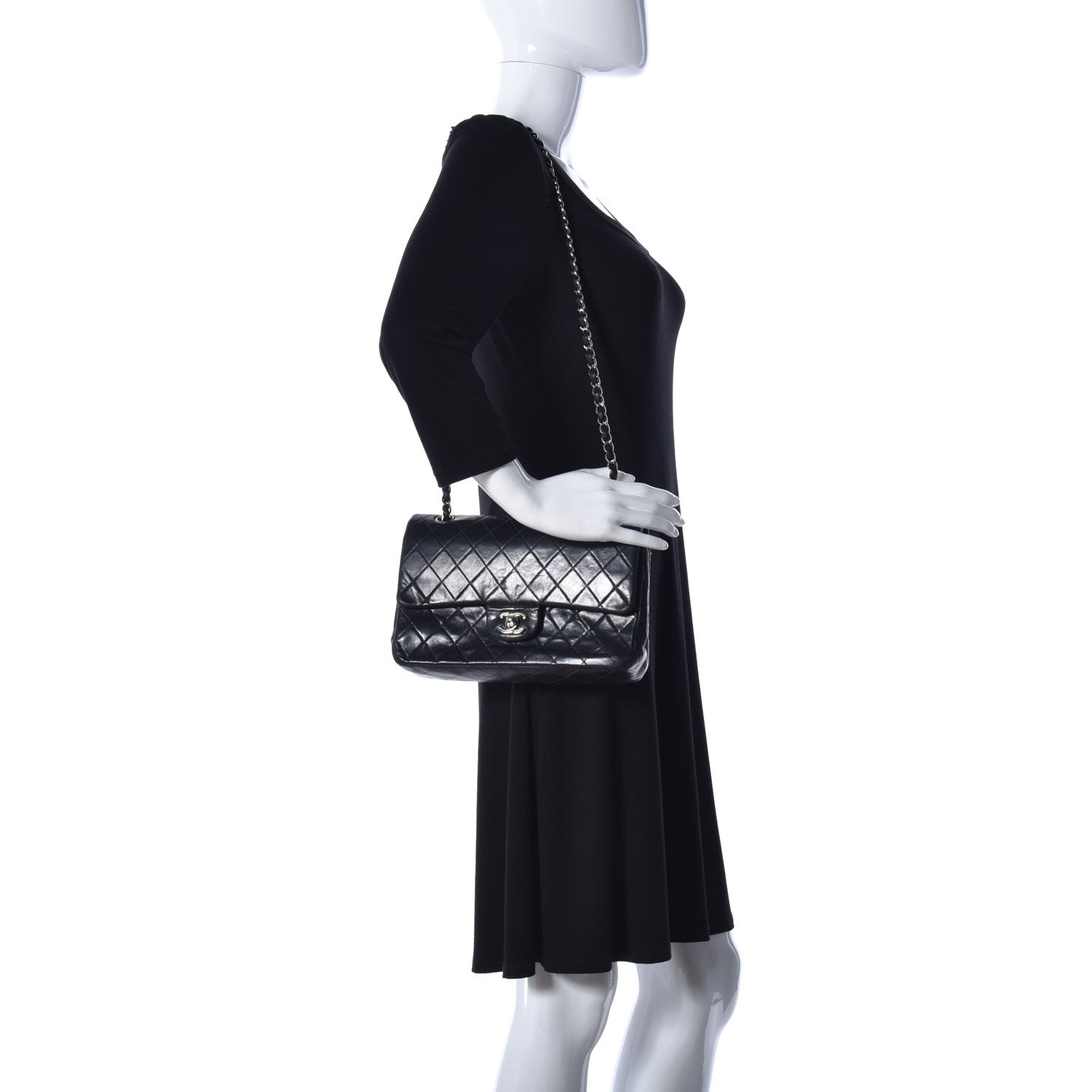Chanel Lambskin Quilted Medium Double Flap Black 2 of 12