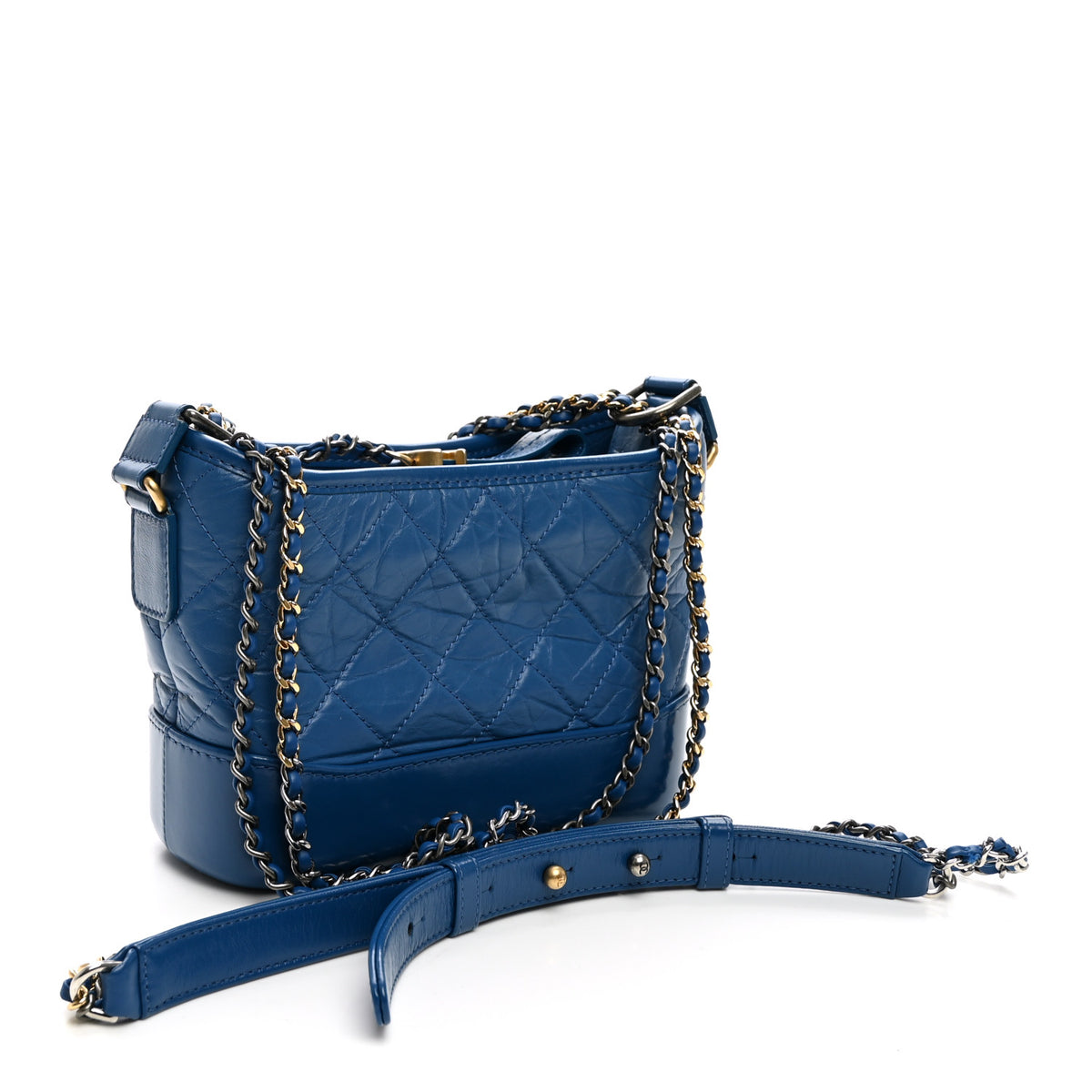 Chanel Aged Calfskin Quilted Small Gabrielle Hobo Blue 3 of 10