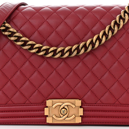 Chanel Lambskin Quilted New Medium Boy Flap Dark Red 8 of 11
