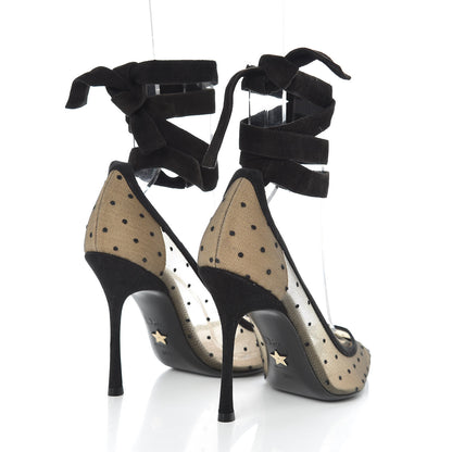 Christian Dior Suede Calfskin Plumetis Lovely-D Ankle Wrap Pumps 36.5 Black 4 of 7