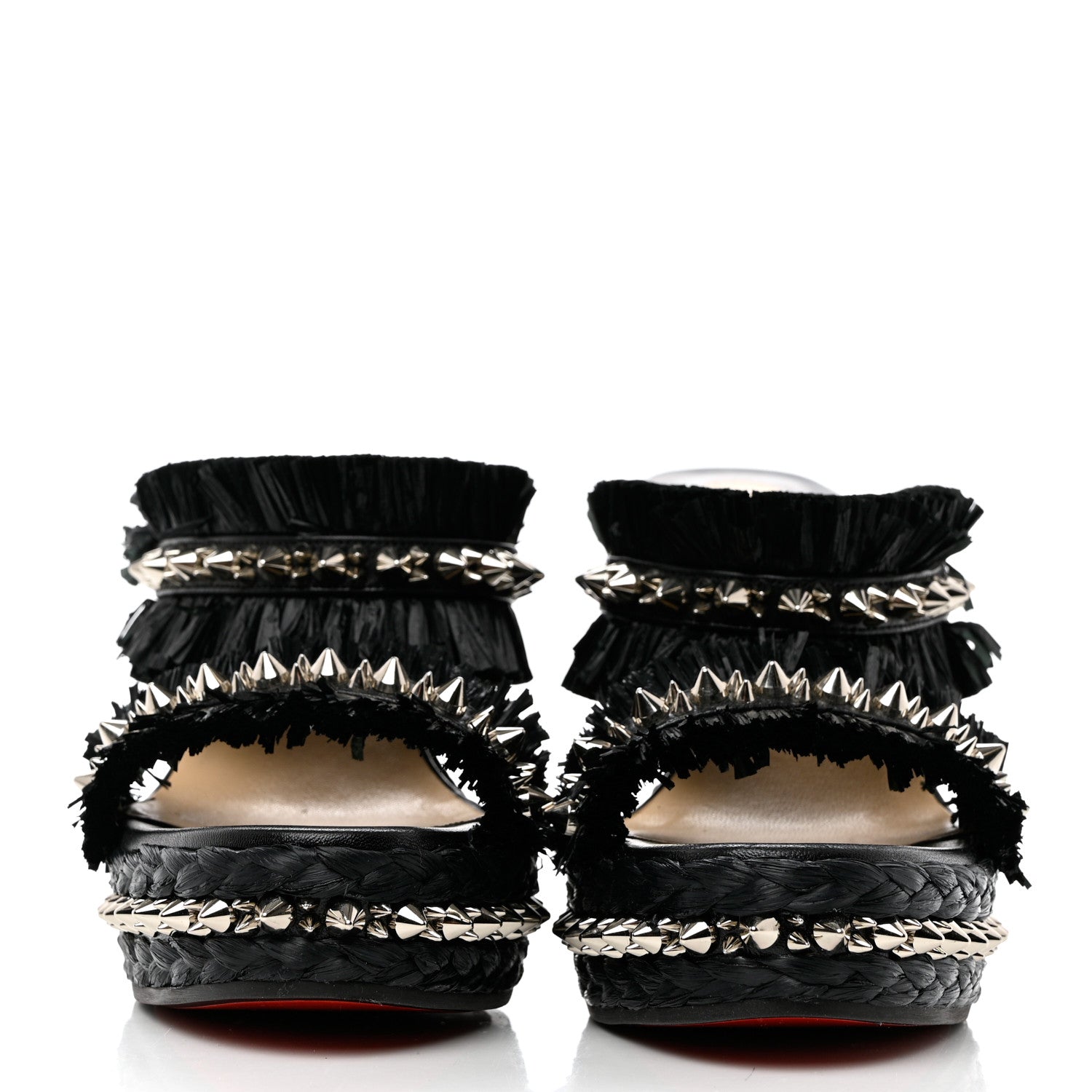 Christian Louboutin Voltinoudou 110mm Tie Cruise Raffia Spike Wedge 38 Black 2 of 8