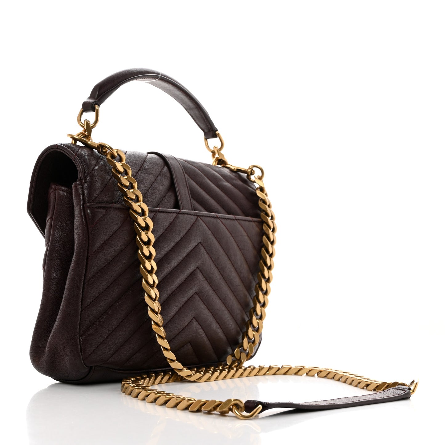 Sheepskin Matelasse Chevron Monogram Medium College Bag Rouge Legion