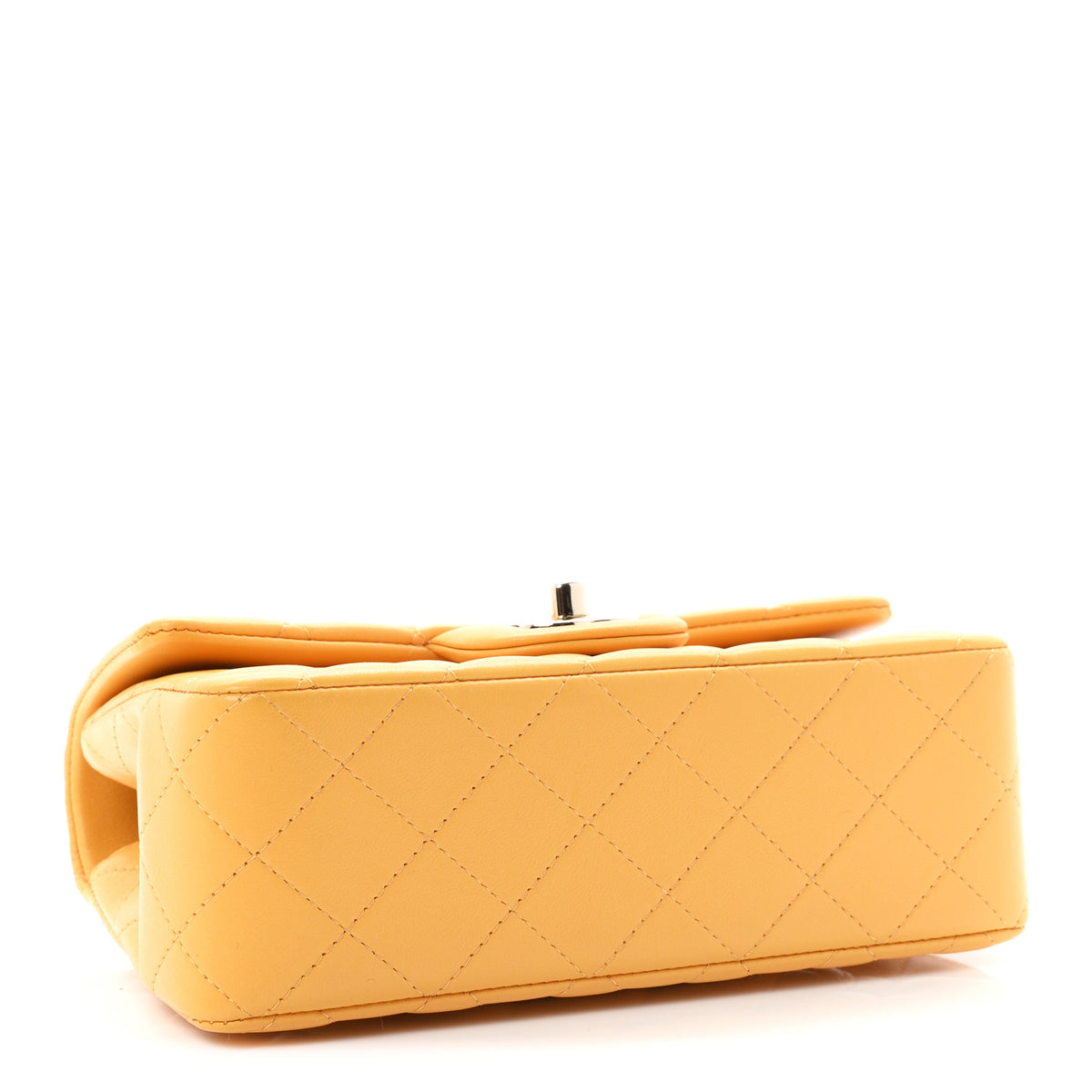 Chanel Lambskin Quilted Mini Top Handle Rectangular Flap Yellow 4 of 11