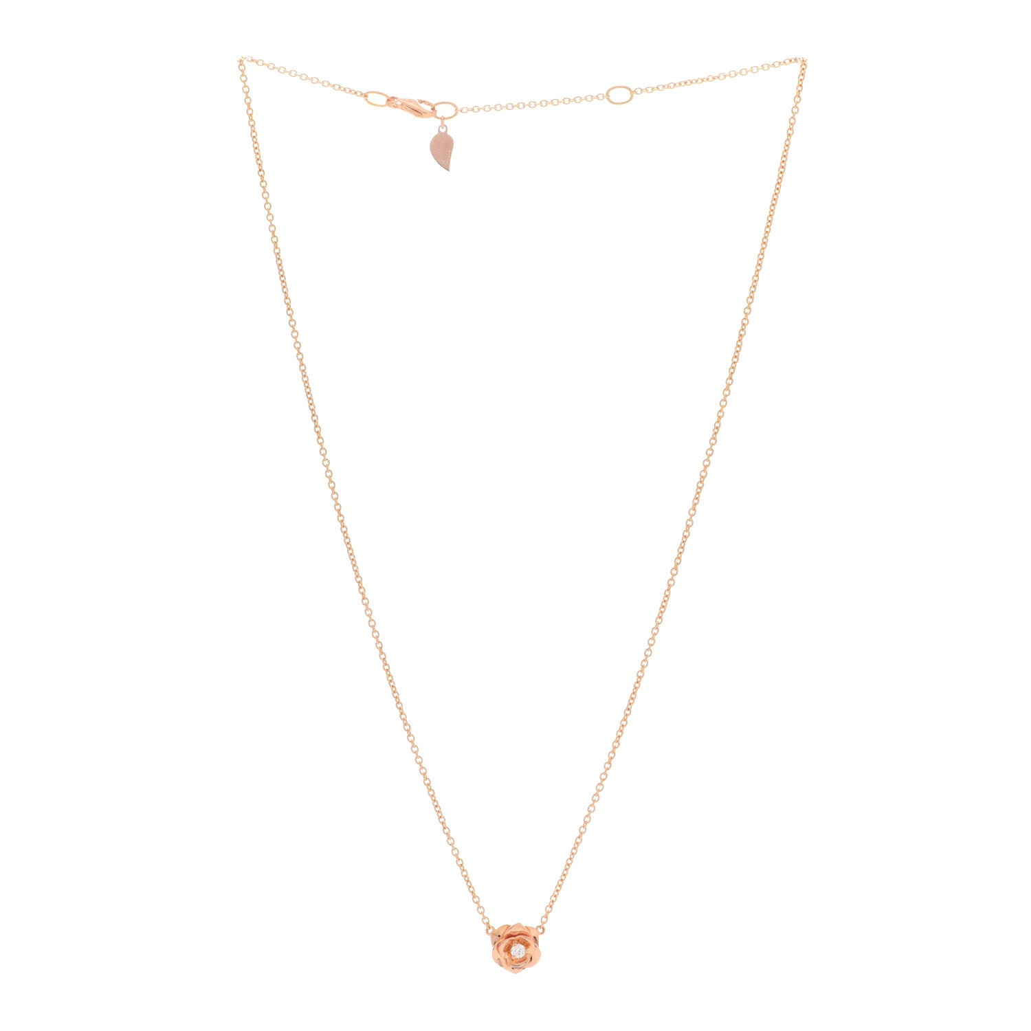 Piaget 18K Rose Gold Diamond Rose Pendant Necklace 3 of 6