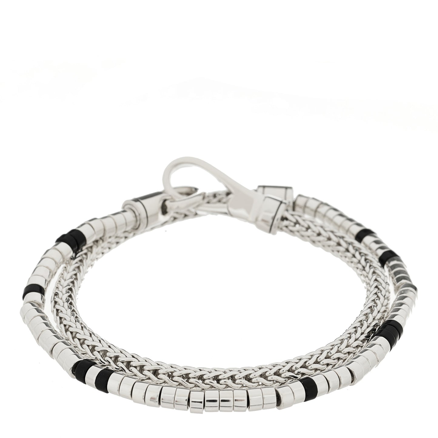 Sterling Silver Black Onyx Heishi Double Wrap Bracelet