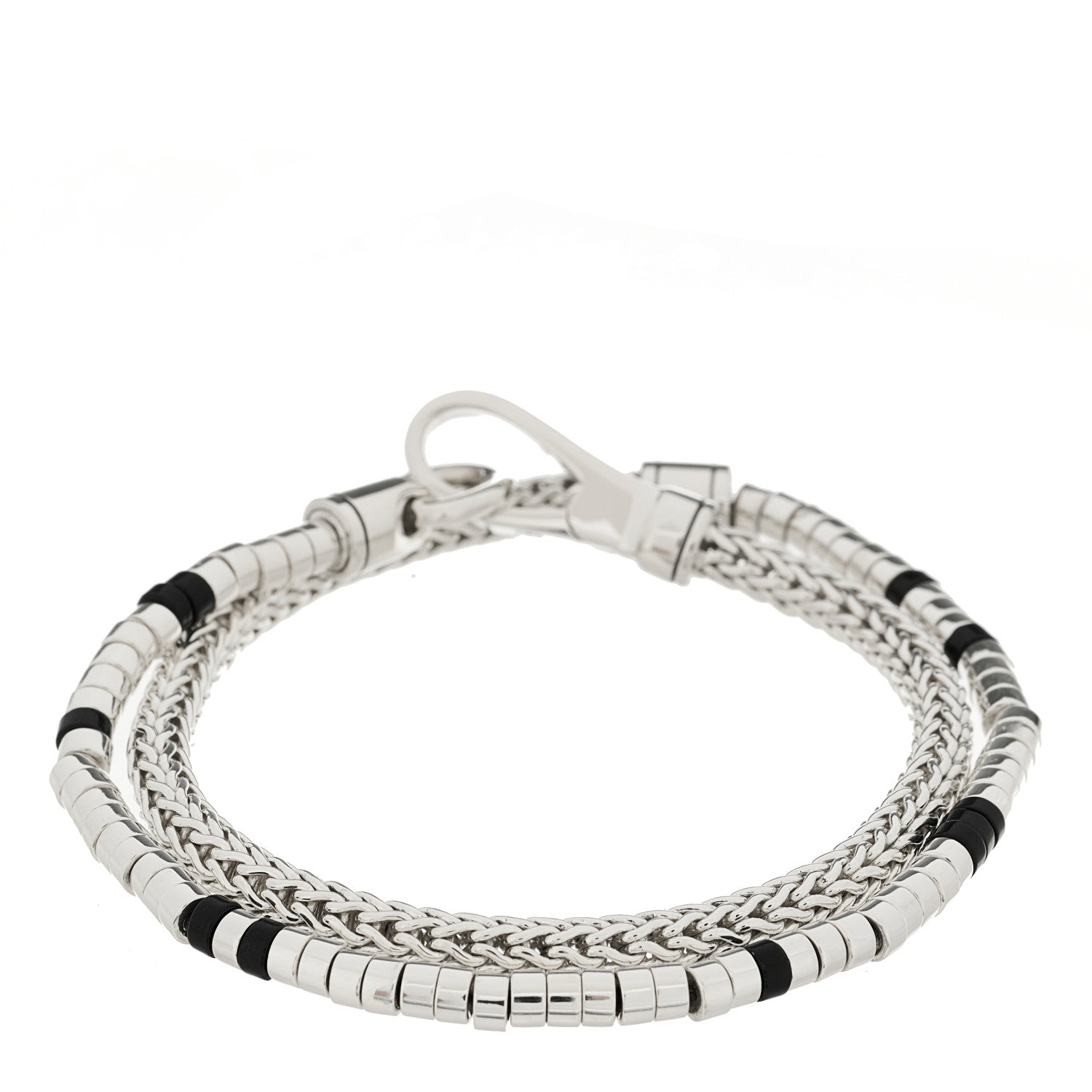 John Hardy Sterling Silver Black Onyx Heishi Double Wrap Bracelet 2 of 3