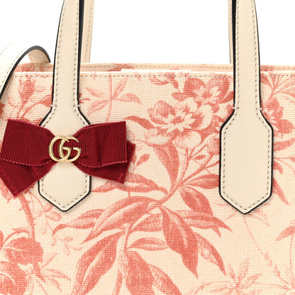 Gucci Canvas Herbarium Print Ribbon Top Handle Bag Pink White 8 of 10