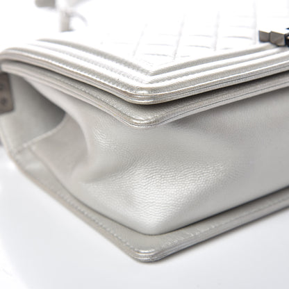 Chanel Metallic Caviar Quilted Medium Boy Flap Silver 8 of 15