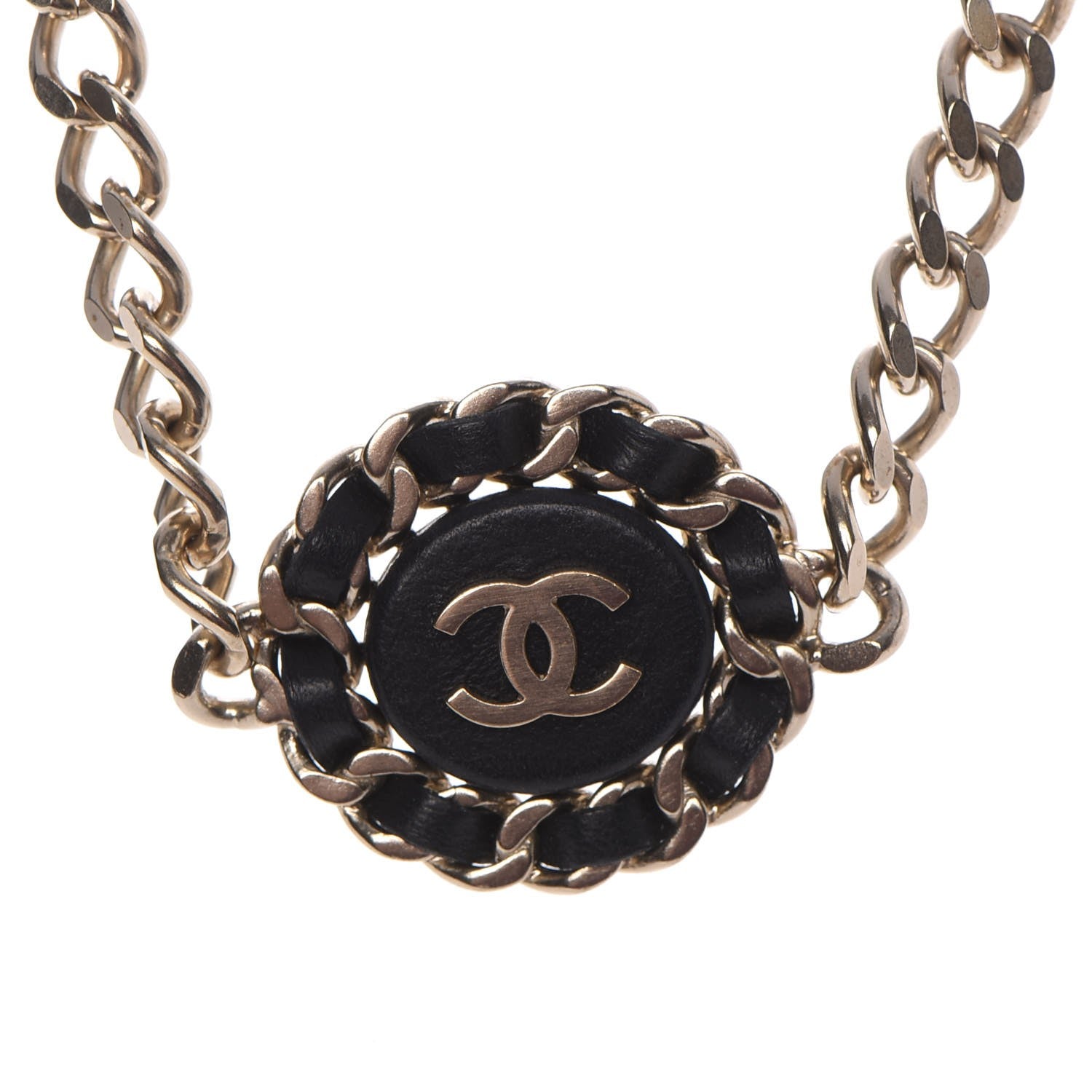 Chanel Lambskin CC Chain Short Necklace Black Gold 3 of 6