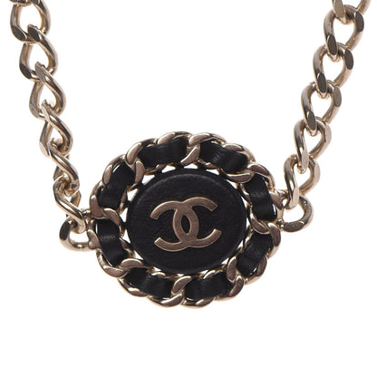 Chanel Lambskin CC Chain Short Necklace Black Gold 3 of 6