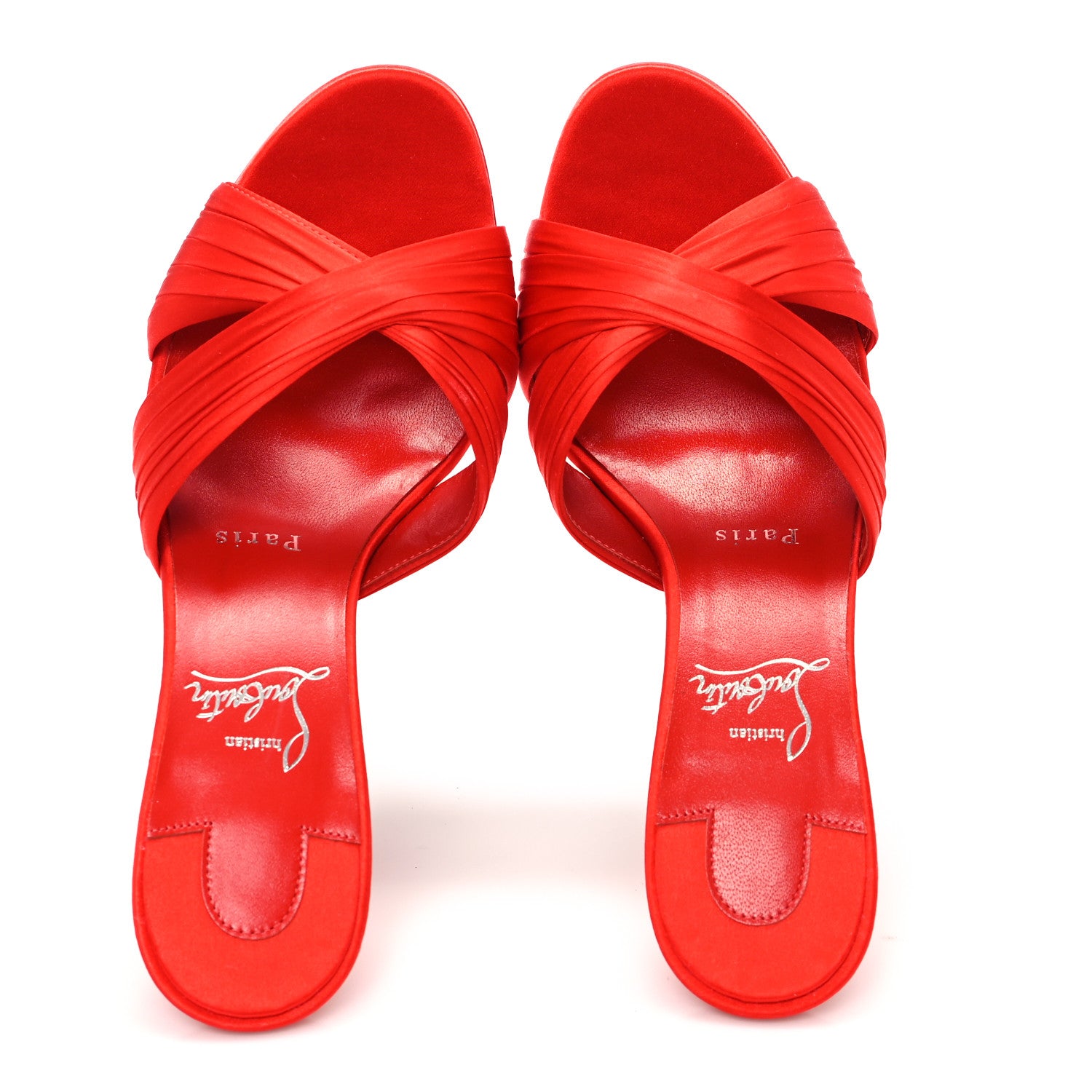 Christian Louboutin Crepe Satin Nicol Is Back 85 Slide Sandals 38 Venus 2 of 8