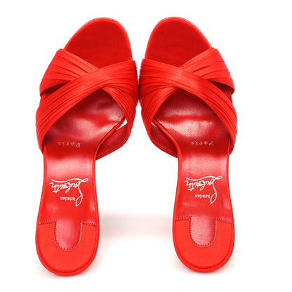 Christian Louboutin Crepe Satin Nicol Is Back 85 Slide Sandals 38 Venus 2 of 8