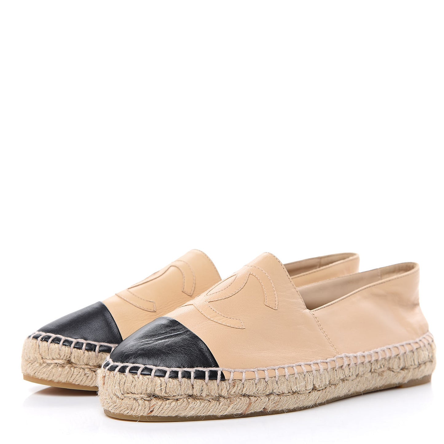 Lambskin CC Espadrilles 38 Beige Black