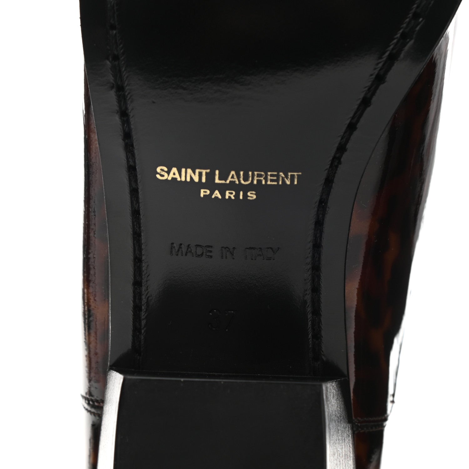 Saint Laurent Patent Tartaruga Chelsea Boots 37 Manto Naturale 6 of 10