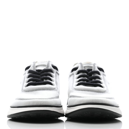Chanel Calfskin Mesh Lycra Womens Logo Sneakers 38 White Black 2 of 7