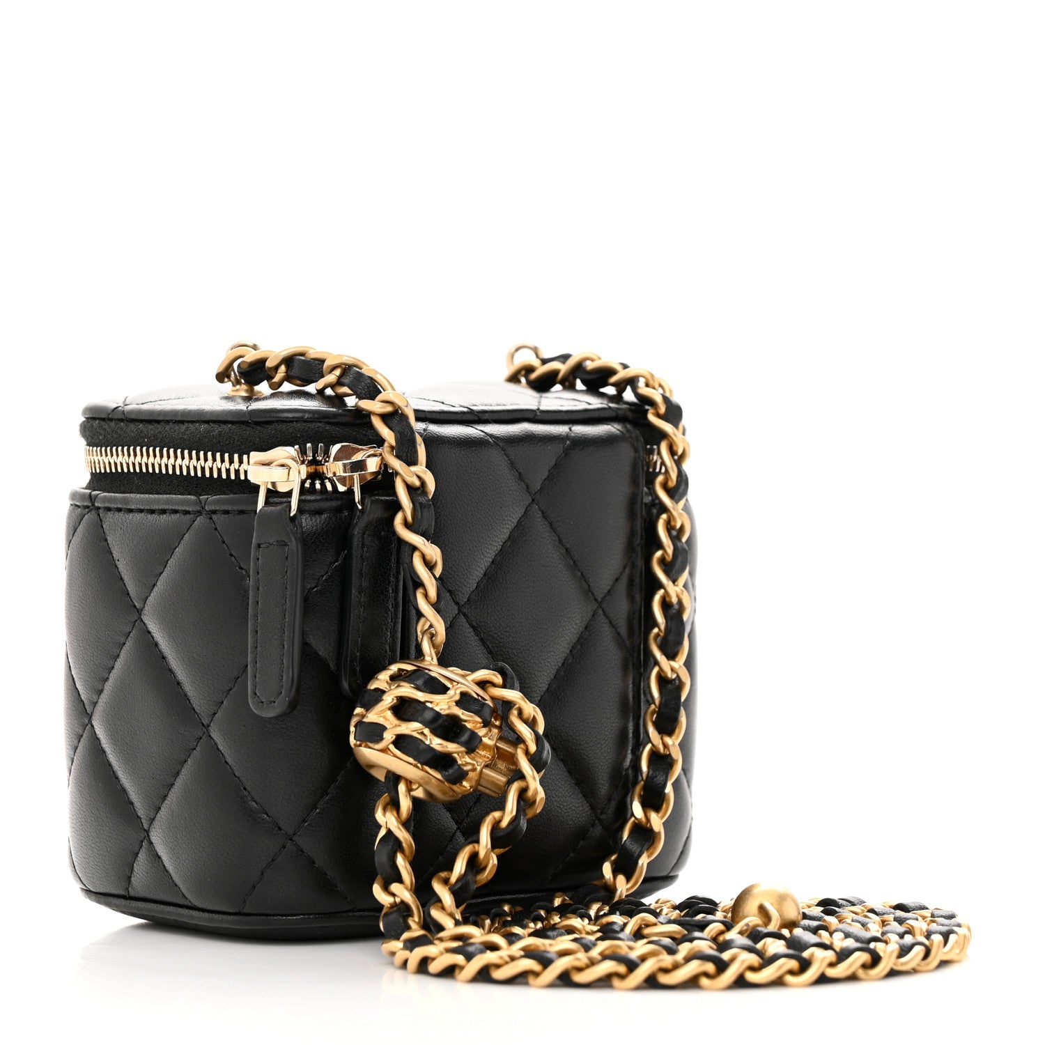 Chanel Lambskin Quilted Mini Pearl Crush Vanity Case With Chain Black 3 of 13