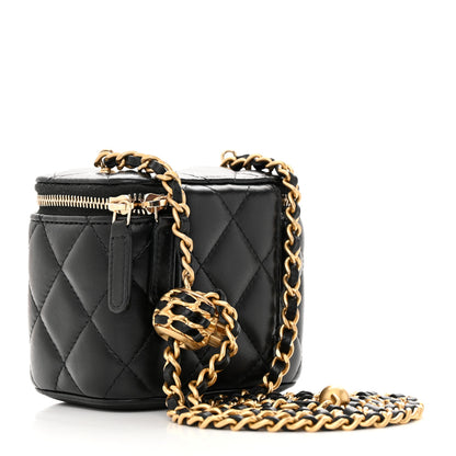 Chanel Lambskin Quilted Mini Pearl Crush Vanity Case With Chain Black 3 of 13