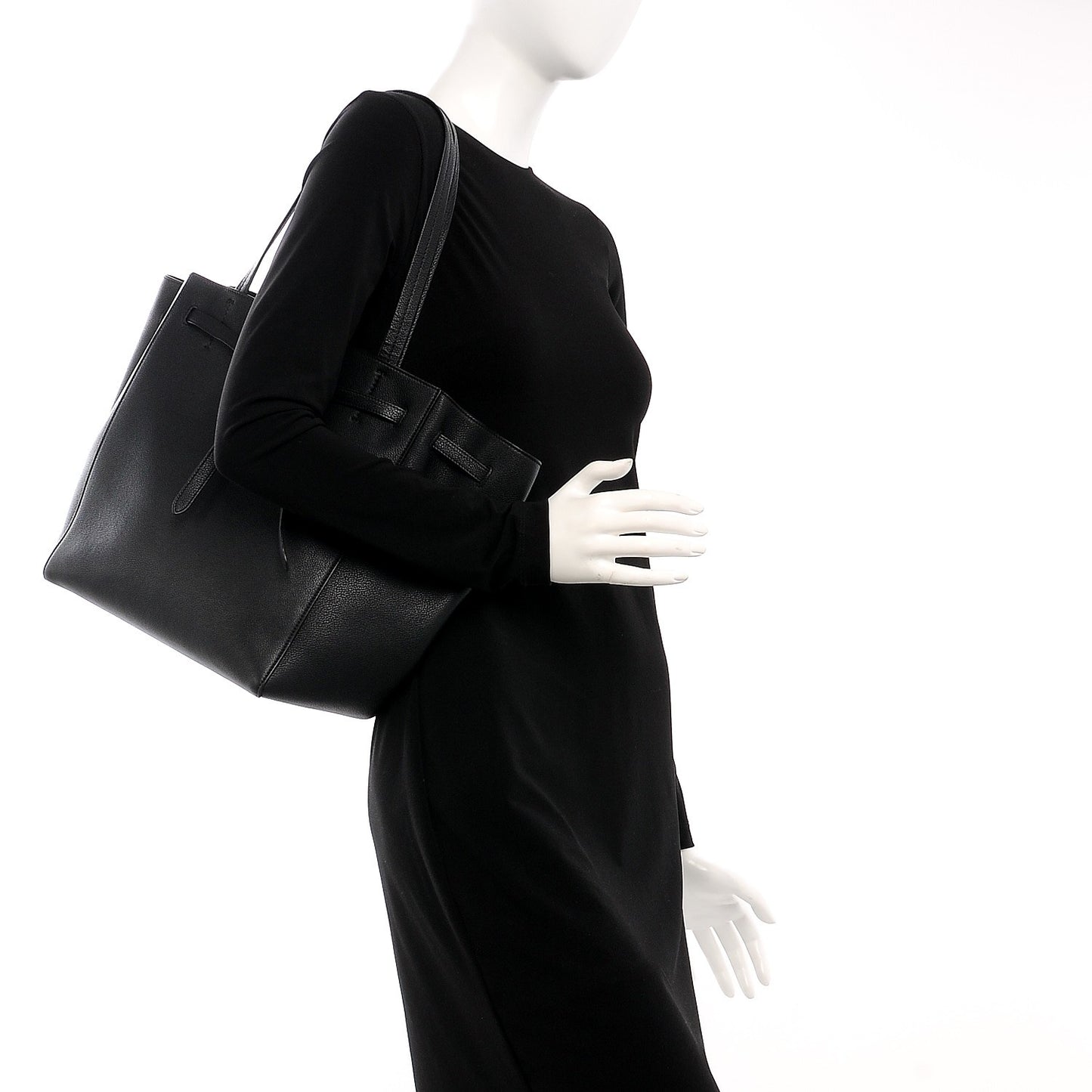 Soft Grained Calfskin Small Belt Cabas Phantom Black